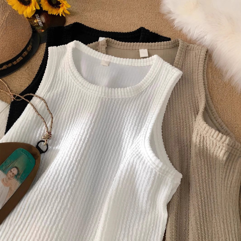 2025 New Sleeveless Vest Men's Summer Sports Fitness Base American Thick Thread Black Shirt with Waistcoat