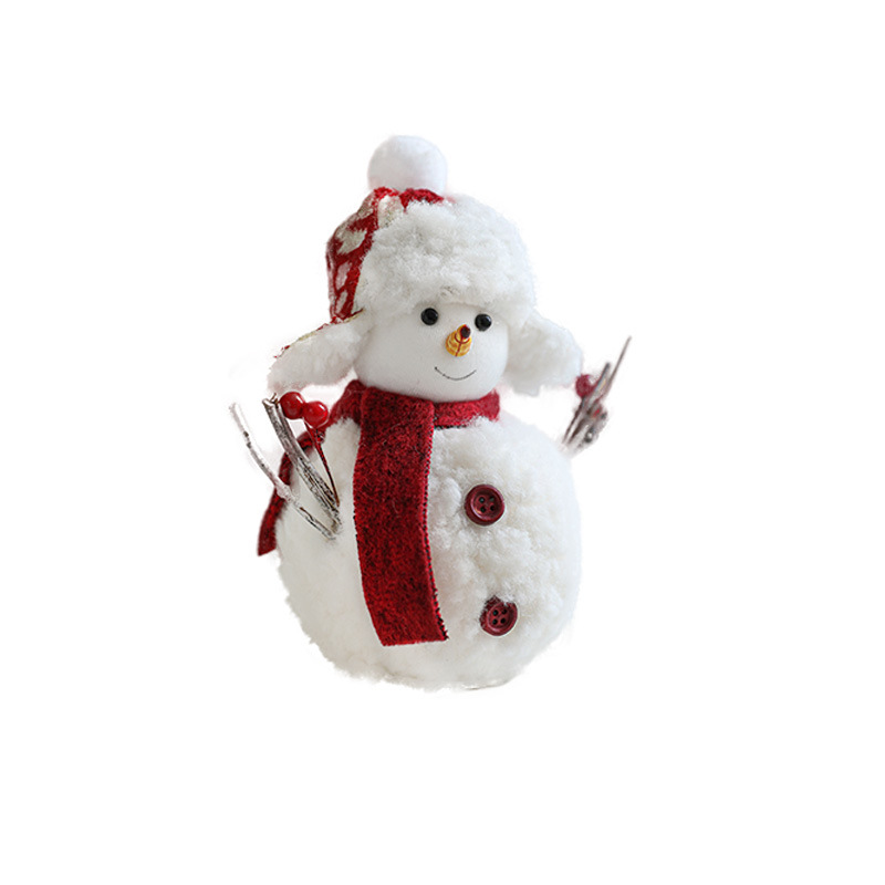 Espuma de peluche de Navidad muñeca de nieve decoración de escritorio bufandas rojas encantadoras muñecas ventanas de decoración de atmósfera