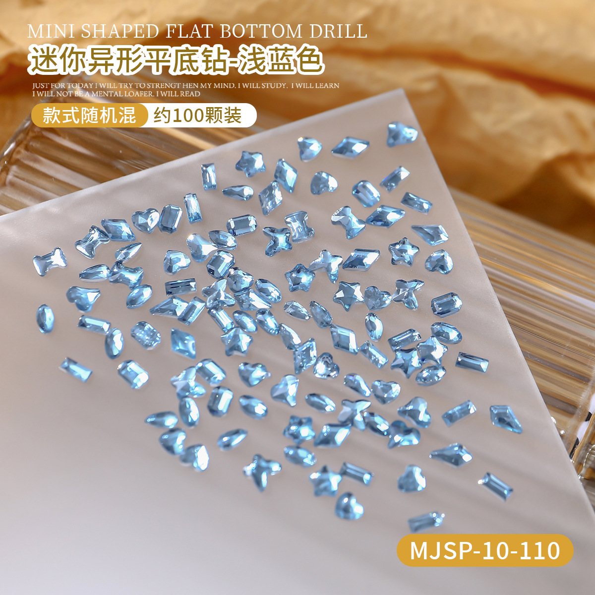 Mini joyas de manicura plano flash pequeño ojo de caballo pegatina irregular polvo transparente taladro de uñas de forma especial de champán