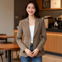 时尚卡其色西装外套女小个子洋气百搭潮流英伦风新款复古西服上衣