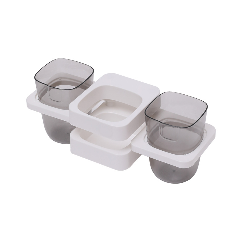 Porta spazzolino e dentifricio minimalista e creativo per il bagno, senza foratura, pieghevole, con ventosa e supporto per bicchiere per collutorio._voghion.com