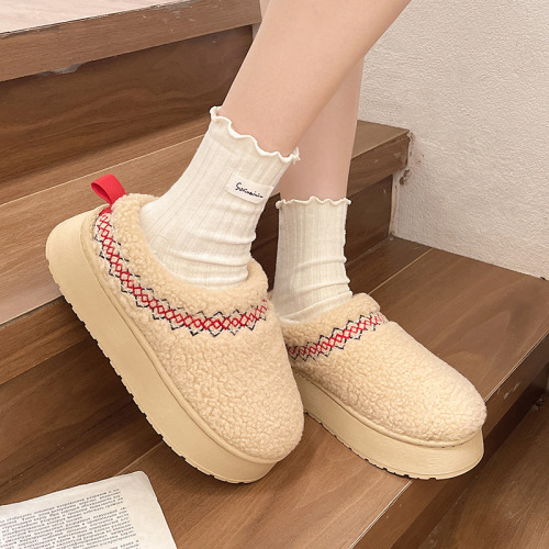 National Style Snow Boots with Thick Soles, Height Increase, Fashion Short Cylinder Casual Lazy Person One-Piece Warm Cotton Shoes for Women