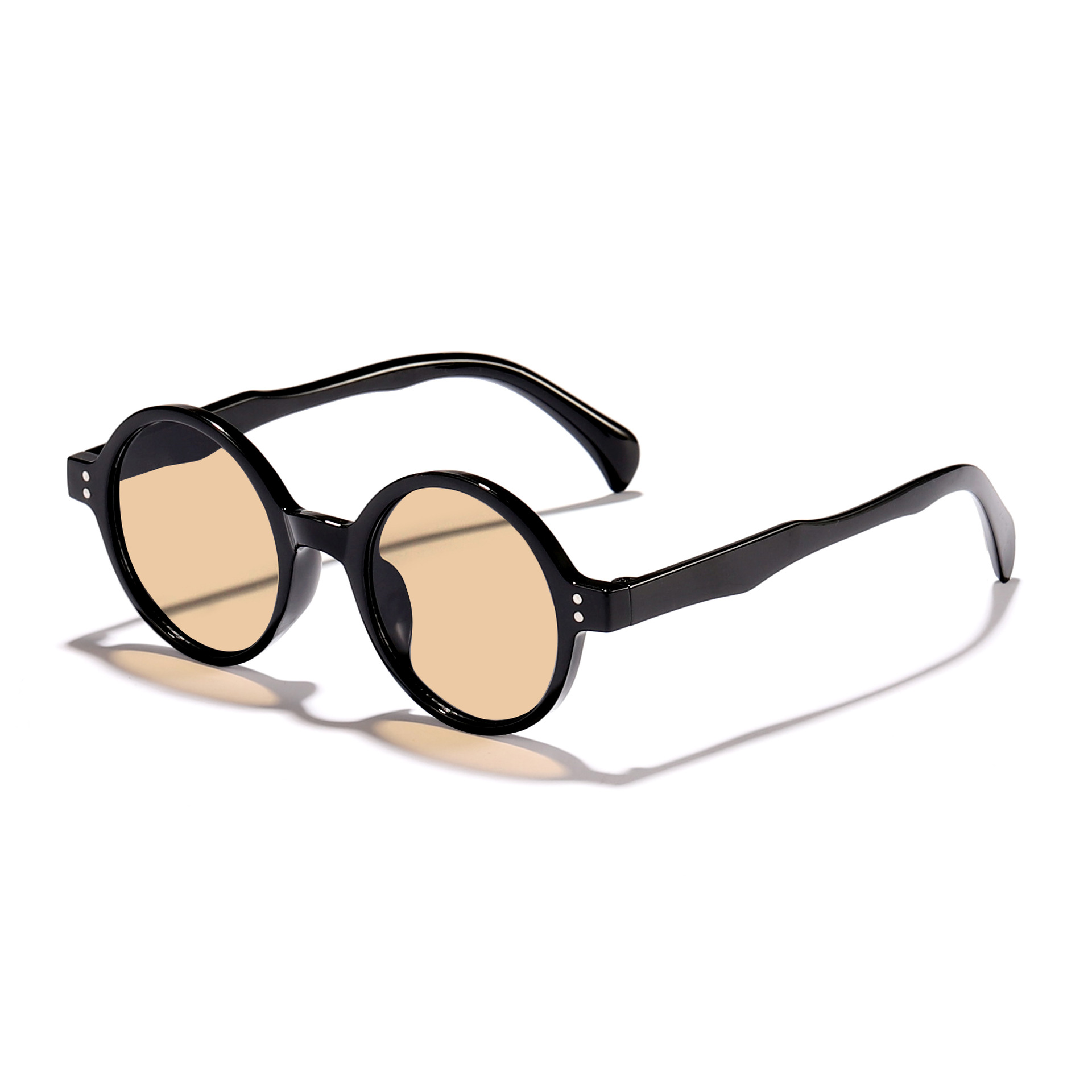 Gafas de sol con clavos de arroz con montura redonda retro de nueva moda para hombres y mujeres Gafas de sol anti-ultravioleta de lujo ligero europeas y americanas Sunglasses