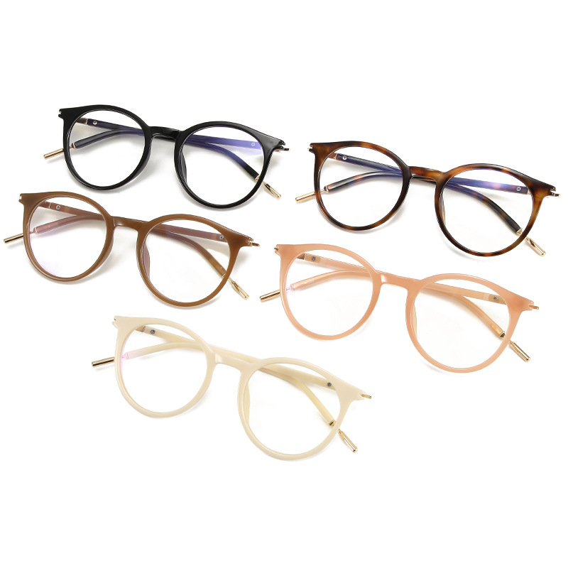 Nueva celebridad de Internet dulce viento anti-luz azul gafas carey color liso gafas de montura redonda retro premium marco pequeño y fresco