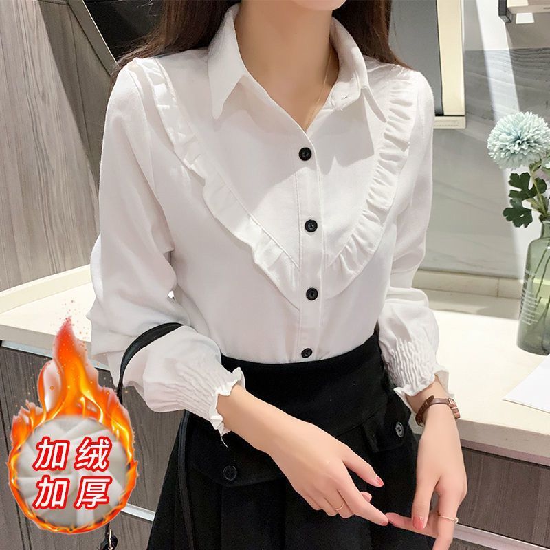 2025秋冬新款韩版灯芯绒长袖衬衫女洋气加厚衬衣|undefined