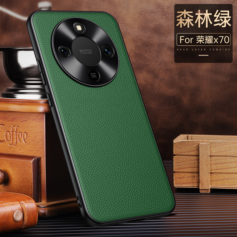 适用荣耀x70手机壳全包镜头金属防摔honorX70简约超薄网红真皮套|undefined