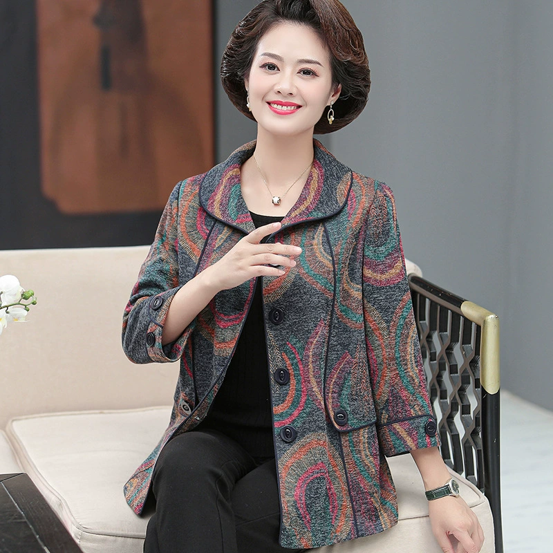 Пальто для пожилых бабушка Весна с длинным рукавом плюс размер новая одежда для пожилых старушка мама Весна и Осень Топ