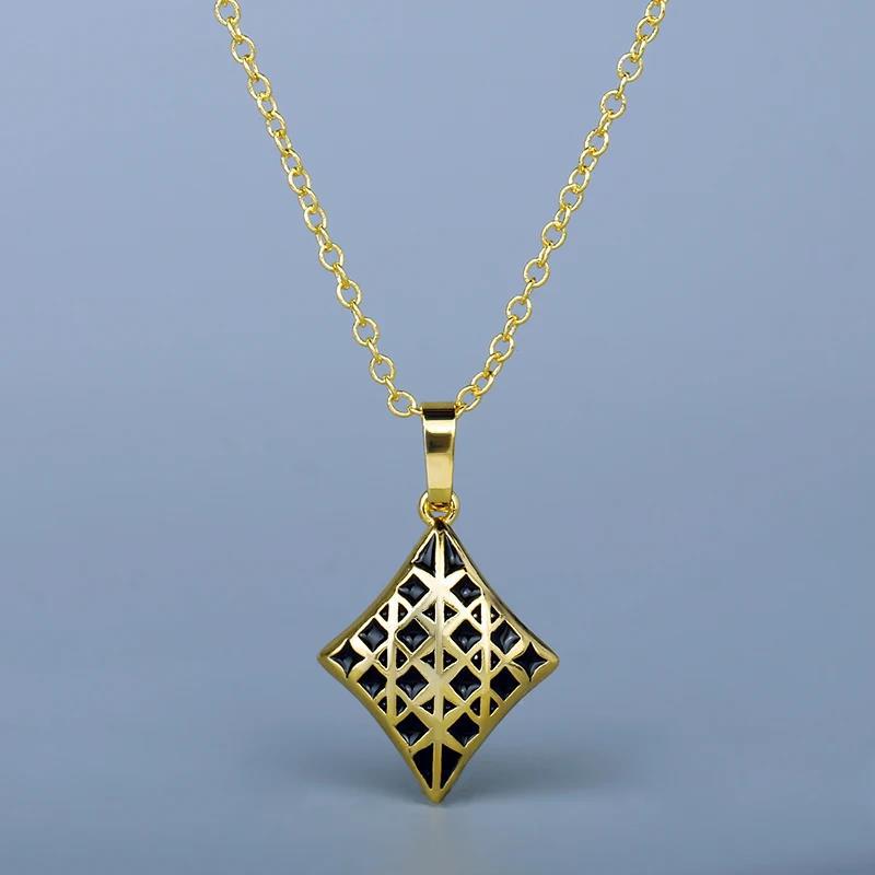Creative Necklace for Women Black Gold Two-tone Enamel Penda