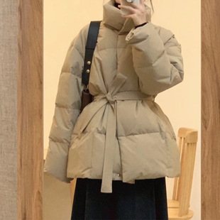 khaki Waist Cotton-padded jacket Women's Design Sense 2024 Winter Short Slim Cotton-padded jacket Jacket Fashion Trendy