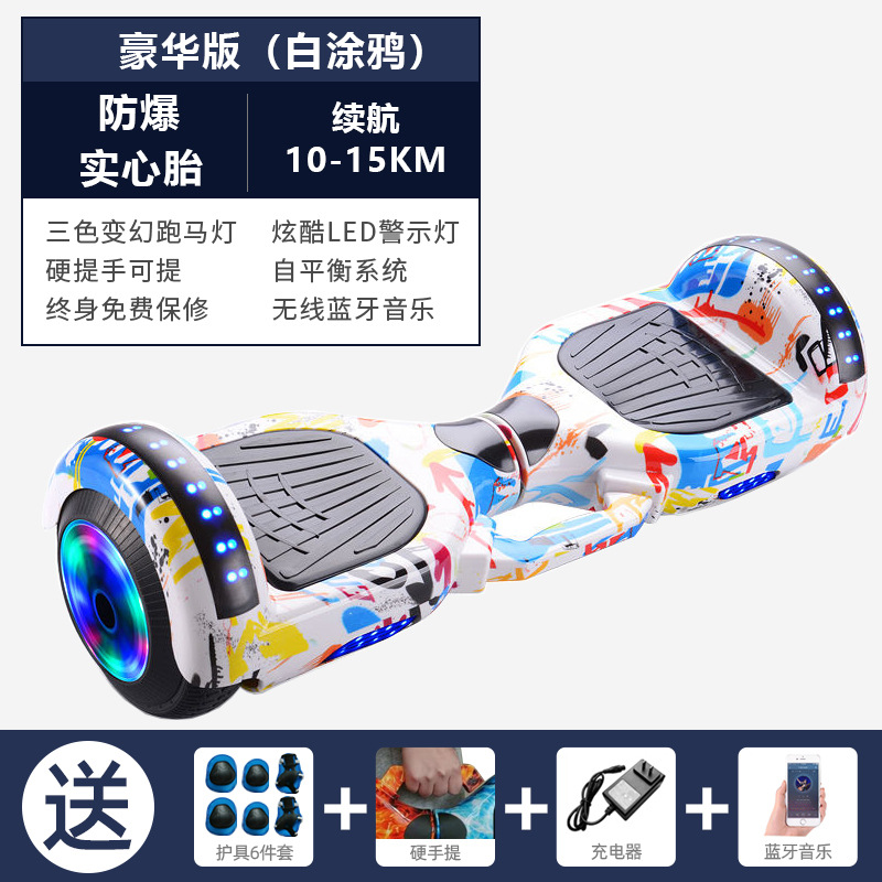 Coche de equilibrio para niños de 7 pulgadas Coche de oscilación de dos ruedas para adultos para niños Bluetooth caballo corriendo Luz Coche de equilibrio eléctrico para niños