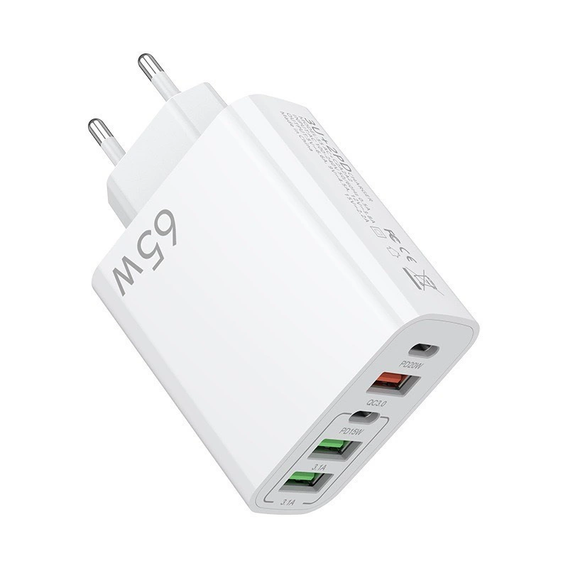 Многоразъемное зарядное устройство 65W, 3 USB + 2 PD быстрая зарядка, вилки EU/US/UK, черное или белое