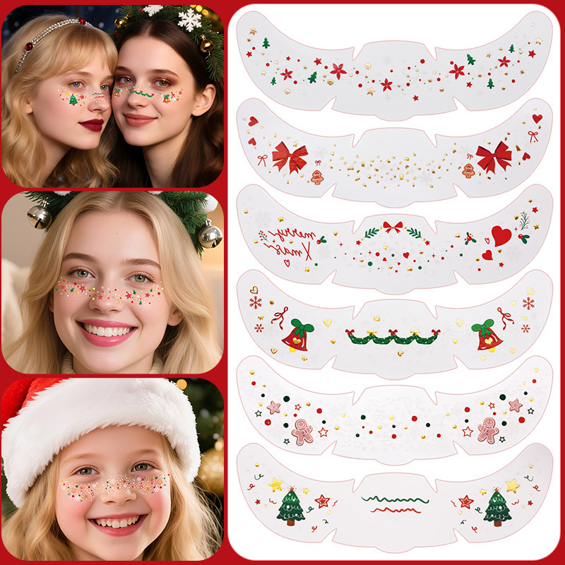 Cross-Border Christmas Cartoon Tattoo Stickers Waterproof Cute Realistic Freckle Stickers Children's Temporary Makeup Stickers for Party Activities Cross-Border Christmas Cartoon Tattoo Stickers Waterproof Cute Realistic Freckle Stickers Children's Temporary Makeup Stickers for Party Activities