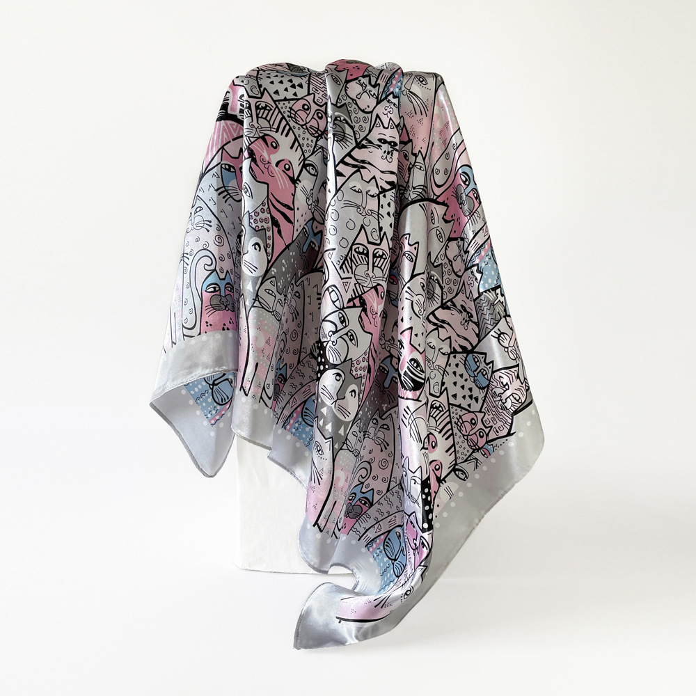 Femmes Élégant Style Vintage Dessin Animé Polyester Écharpe En Soie display picture 15