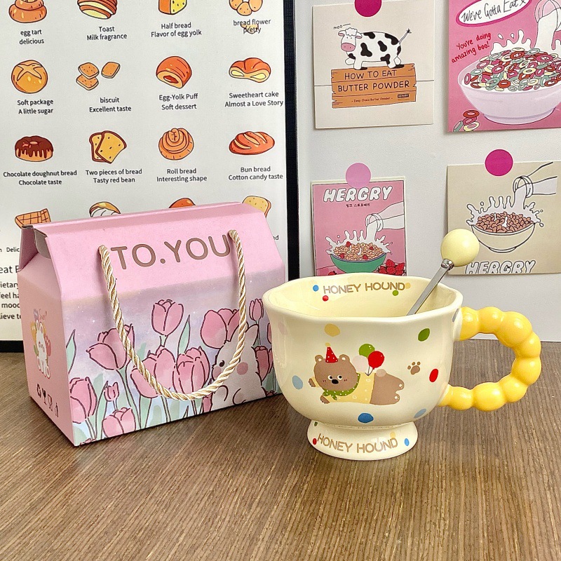 Cute perro de cerámica taza de agua de pareja de chicas taza de oficina taza de café regalo de cumpleaños taza de cerámica