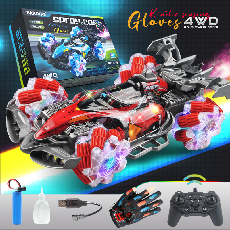 Trucos transfronterizos más vendidos Drift 4WD 2.4G control remoto spray gestos guantes de inducción control remoto coche de carreras de luz y sonido