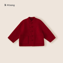 宥宝童装儿童新中式唐装毛呢外套中国风拜年服双面呢保暖红色大衣