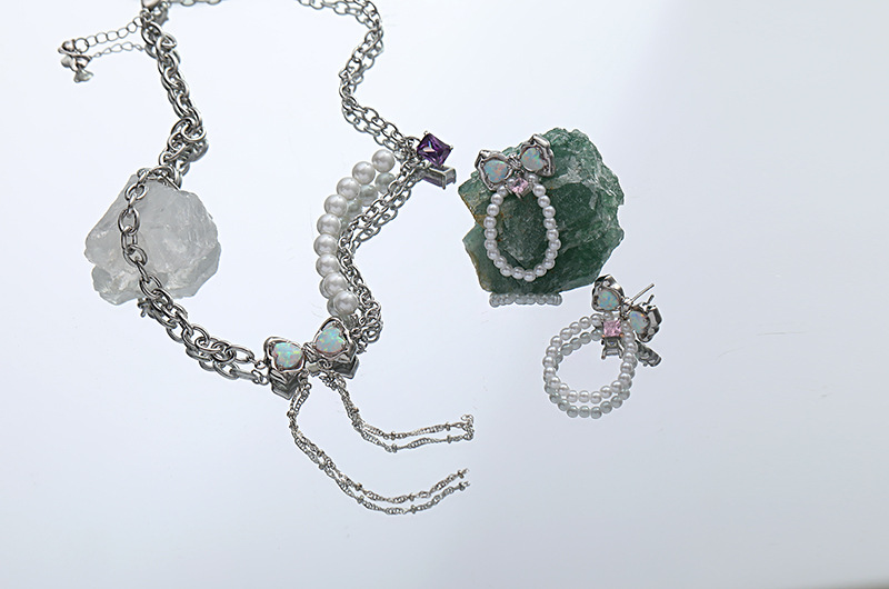 Mode Bogenknoten Kupfer Perle Überzug Inlay Künstliche Edelsteine Tropfenohrringe 1 Paar display picture 5