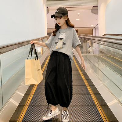 女童夏季套装2021新款网红洋气中大童短袖潮衣儿童夏装运动两件套|ms