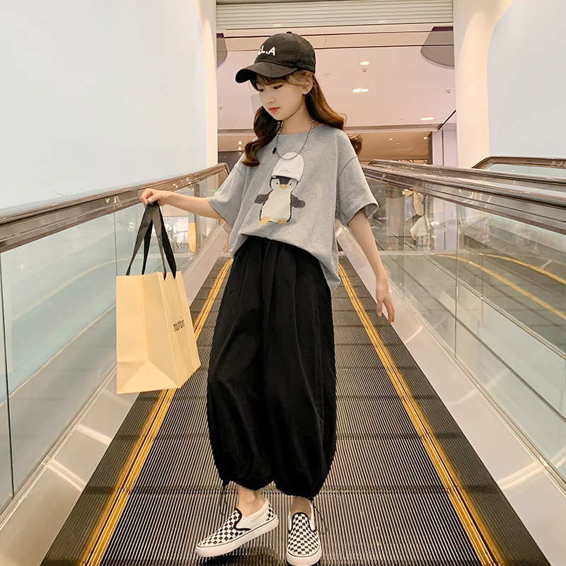 女童夏季套装2021新款网红洋气中大童短袖潮衣儿童夏装运动两件套