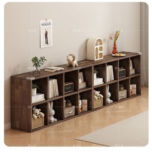 Solid Wood Bookshelf Storage Rack Floor-Standing Wall Combination Grids Living Room Children's Student Storage Home Bookcase Rack