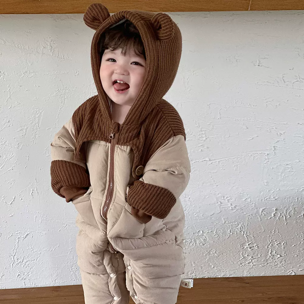 婴儿衣服宝宝冬装夹棉服加厚男女连体洋气超萌外出外套冬季婴幼儿