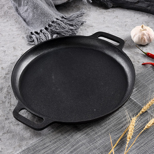 Honglang Thickened Cast Iron Pancake Pan Tool, Uncoated Cast Iron Household Frying Pan, Non-Stick Frying Pan