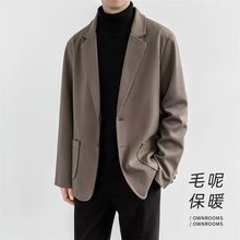 2023新款休闲小西装外套男毛呢宽松感帅气韩版西服套装男生春秋款