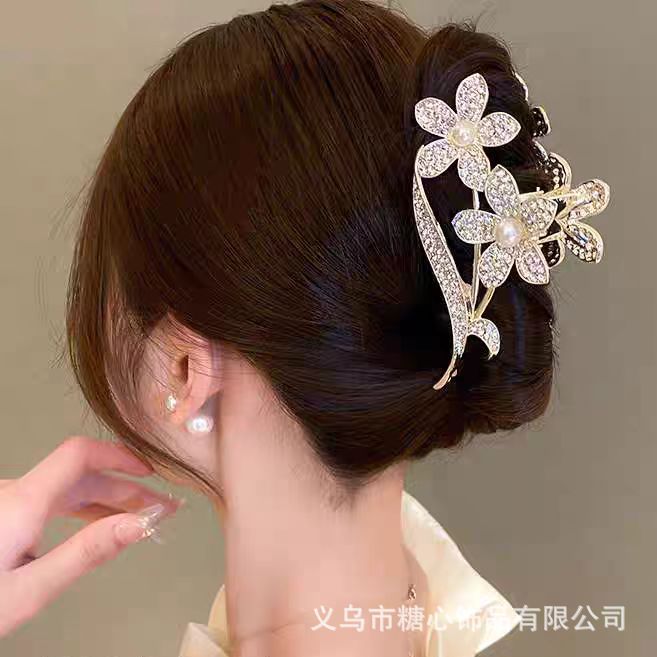 Factory Direct wholesale diamond plum blossom large clip cross-border hot new headdress hairpin high-end temperament large clip