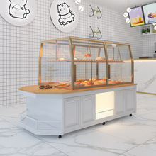 柜面玻璃展示弧形钛房柜商店不锈钢糕点柜台展示面包样品展示柜玻