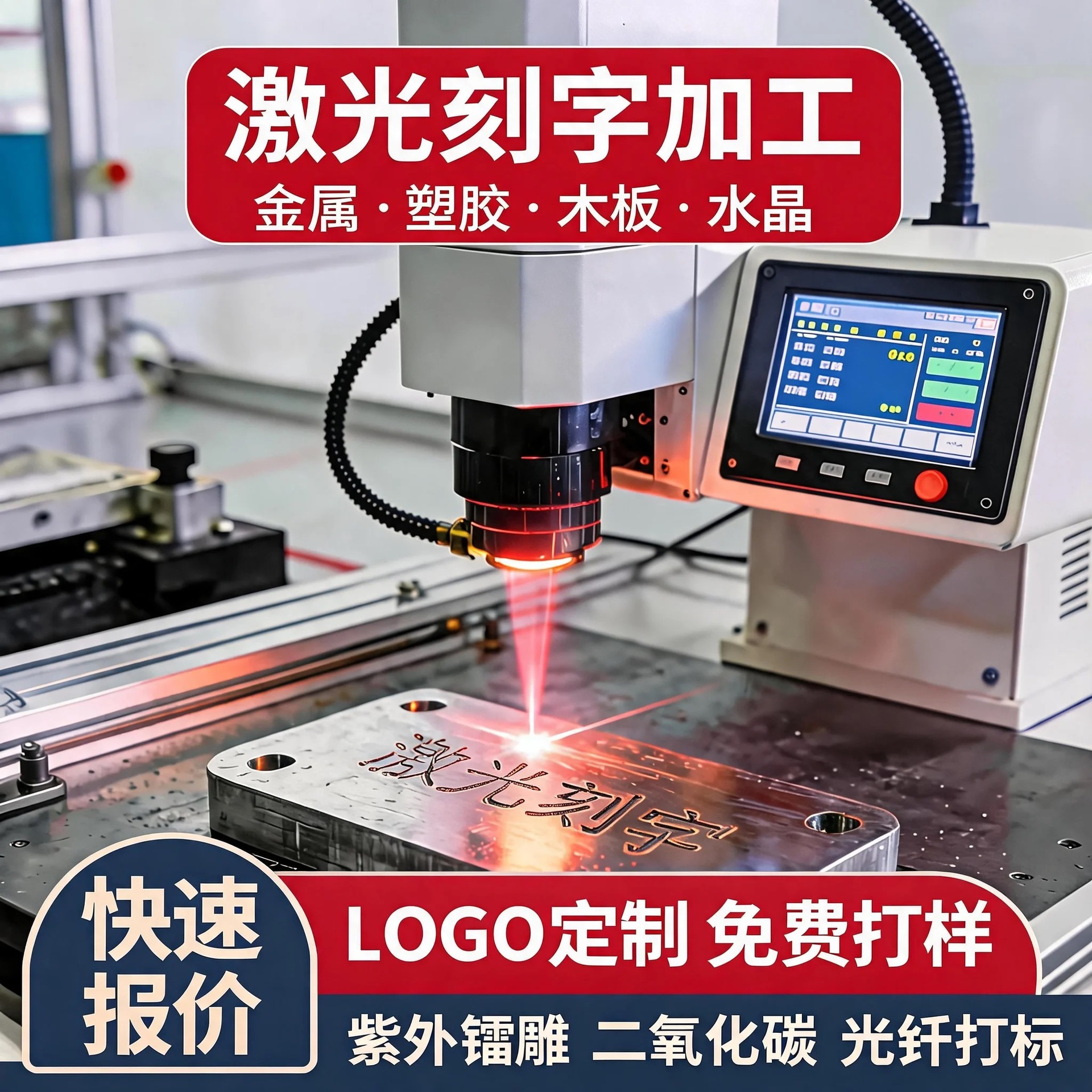 激光雕刻打标加工logo 紫外光纤镭雕刻字厂家 金属塑胶玻璃木板