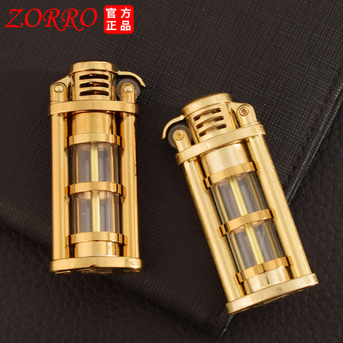 Zorro kerosene lighter 652 transparent oil tank creative vintage retro grinding wheel pendant metal lighter wholesale