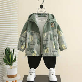 男童2025新款秋季外套时髦儿童冲锋衣韩版痞帅宝宝风衣春秋款衣服