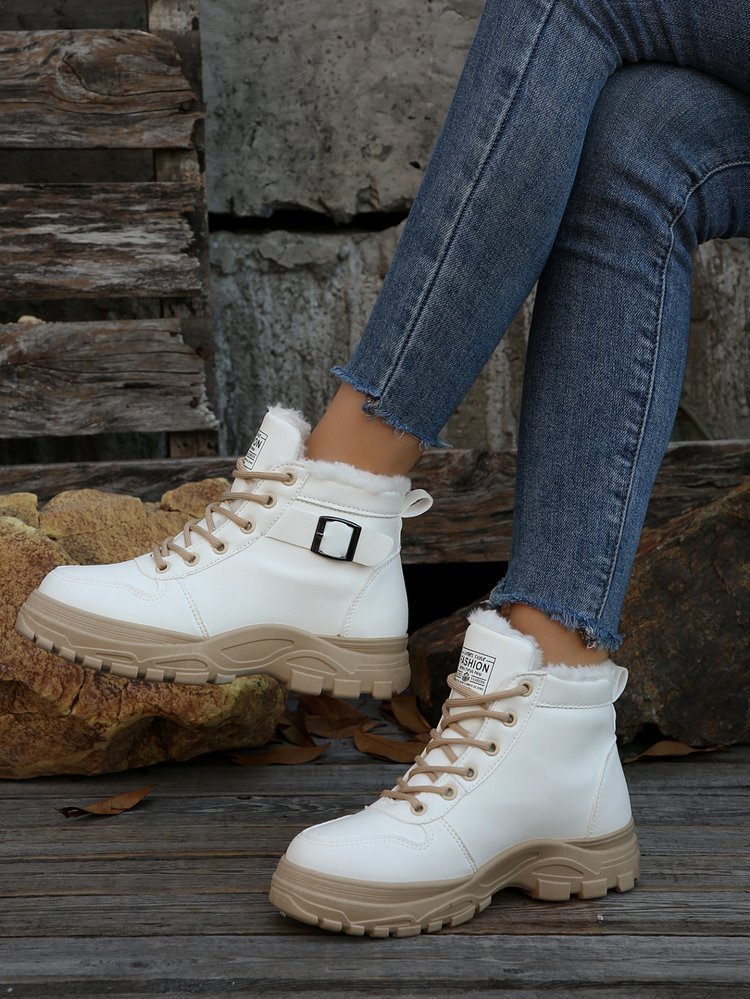 Scarponi da montagna grandi da donna nuovi autunnali e invernali più stivali da neve in velluto e spessi scarpe di cotone da donna_voghion.com