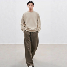 黑色弯刀长裤垂坠感高级感裤子男秋季cleanfit直筒阔腿休闲裤子男