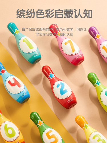Children's bowling toy set indoor silent ball toddler sports pu solid cotton soft large size wholesale
