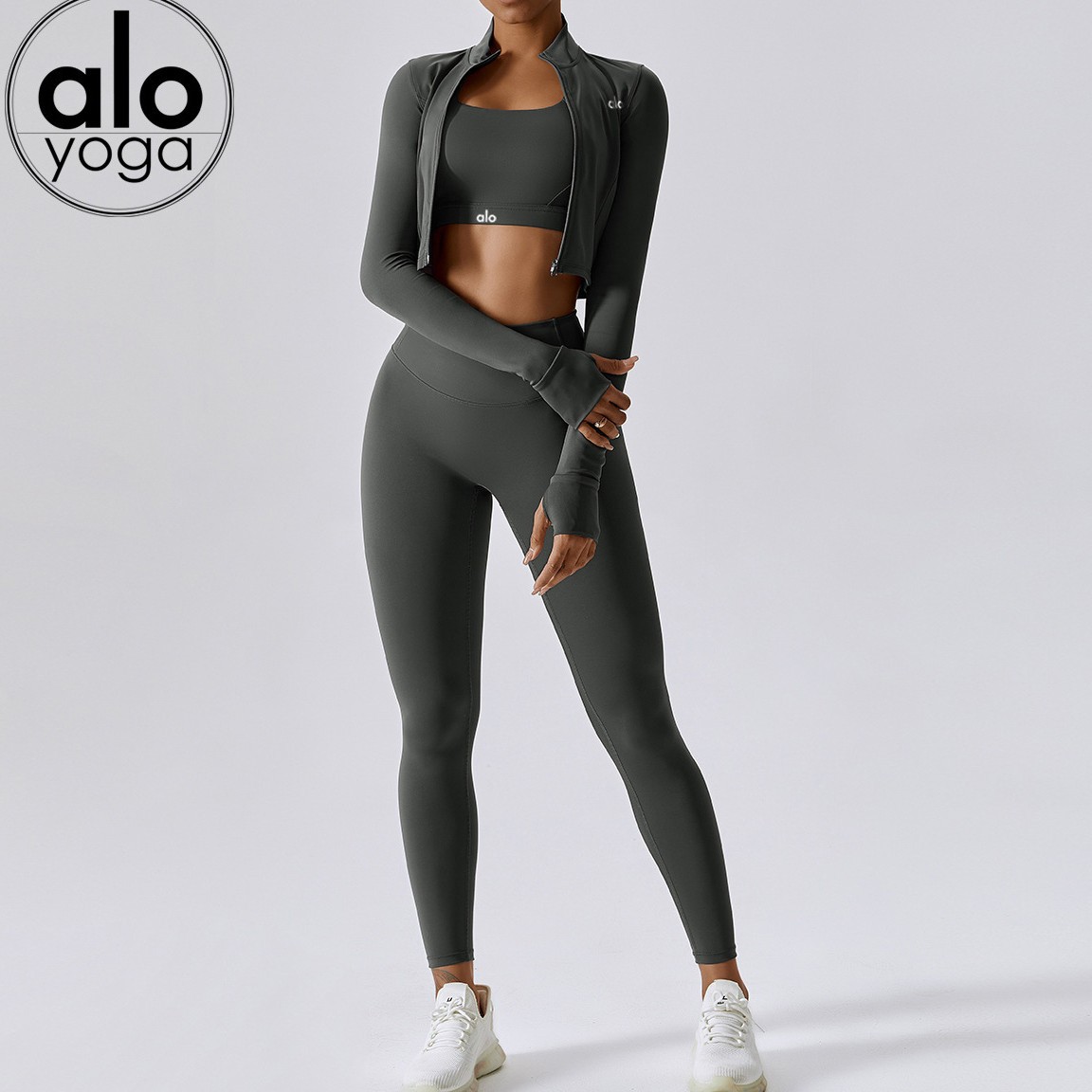 Comercio exterior ropa de yoga deportivo yoga acondicionamiento delgado chaleco de carrera secado rápido manga larga pilates set de entrenamiento