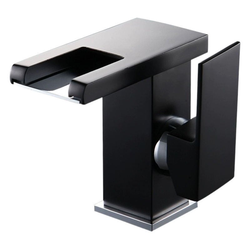 Nueva cascada de salida de agua de latón LED que cambia de color luminoso temperatura del agua lavabo baño caliente y fría grifo