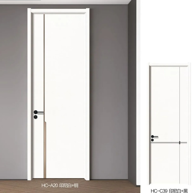 Puerta pintada interior blanco moderno y simple puerta de madera maciza multicapa puerta de habitación puerta de dormitorio conjunto compuesto puerta de madera insonorizada