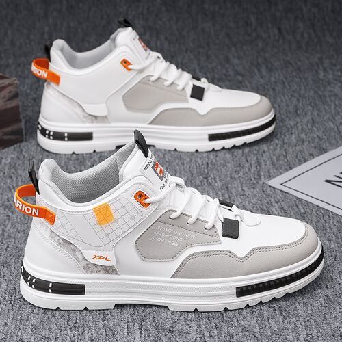 Spring Men's Shoes Breathable High-Top Shoes Men's Trendy Versatile White Shoes Thick Sole Sports Casual Sneakers Fashion Shoes