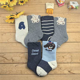 2025尼多熊冬款9269童袜加厚无骨缝合小熊字母保暖男童毛圈袜批发