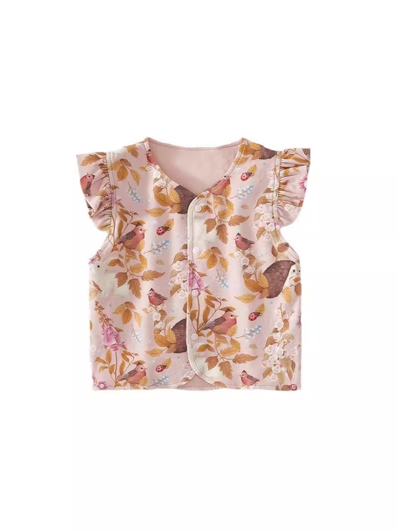 chaleco recién nacido primavera y otoño ropa de bebé vestido de otoño camisa de hombro chaleco de doble capa de algodón vestido de caballo mujer