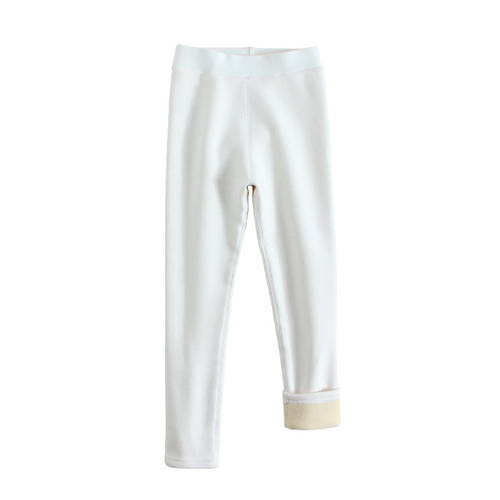 Children's Thermal Lined Thick Leggings for Autumn/Winter, Women's Tight Pajama Pants, No Bone White Outerwear Leggings