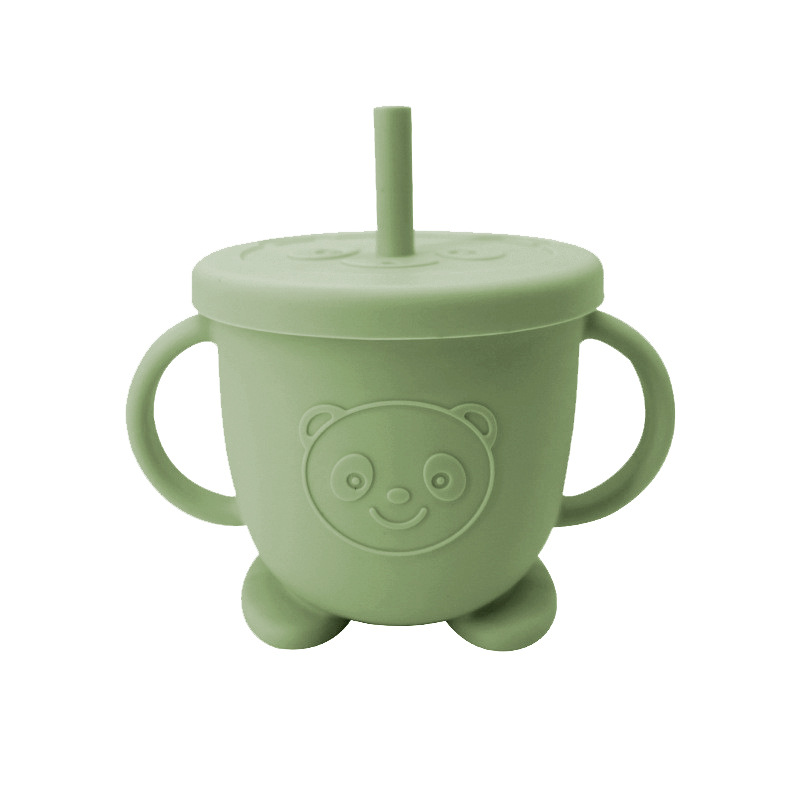 Taza de beber para niños taza de agua dos en uno de doble tapa taza de merienda de silicona entrenamiento para bebés agua potable taza de paja para niños bebé