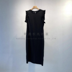 [瘦子视觉魔法]亚麻混纺黑色无袖长裙/微茧型垂感松弛氛围感早秋