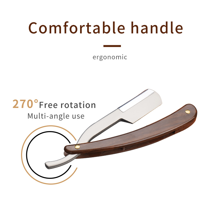 Old-fashioned Knife Haircut Shaving Manual Folding Razor Holder_voghion.com