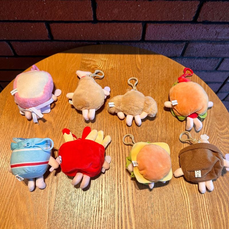 かわいいハンバーガー、フライドポテト、ホットドッグ、ハンバーガーサンドイッチ、チキンレッグぬいぐるみペンダント、アーケードゲームセンターのクレーンゲームギフト|undefined
