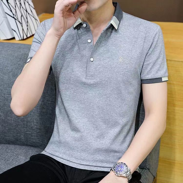 Directo de fábrica nuevo polo de manga corta de los hombres casual suelta más tamaño superior papá bordado hombres de media manga superior