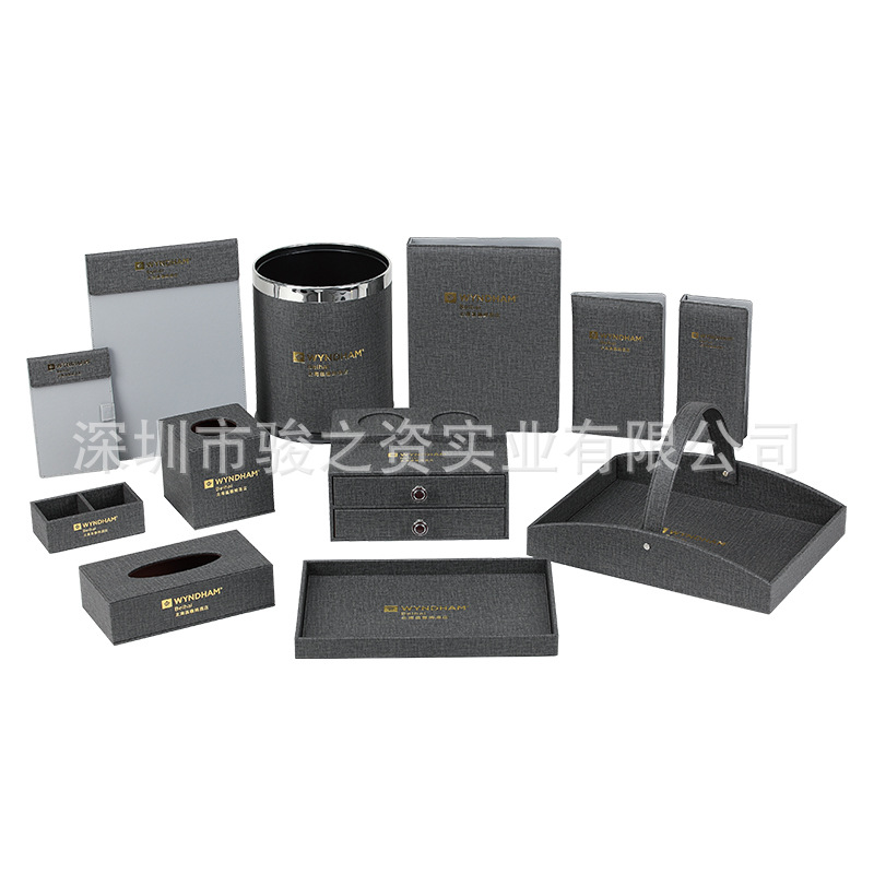 Caja de almacenamiento de artículos de hotel de cuero caja de toallas de papel sala de huéspedes caja de té control remoto artículos de higiene desechables consumibles