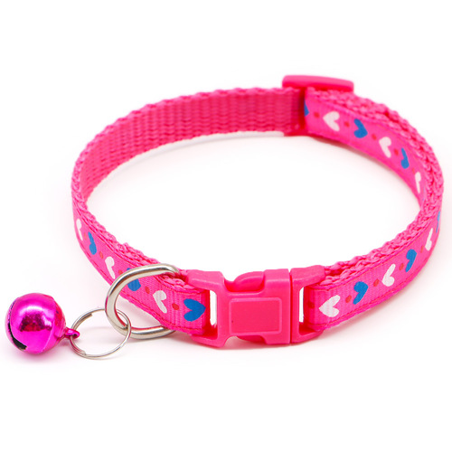 Pet collar, dog leash, dog collar traction, colorful square buckle, love print, cartoon style, with bell