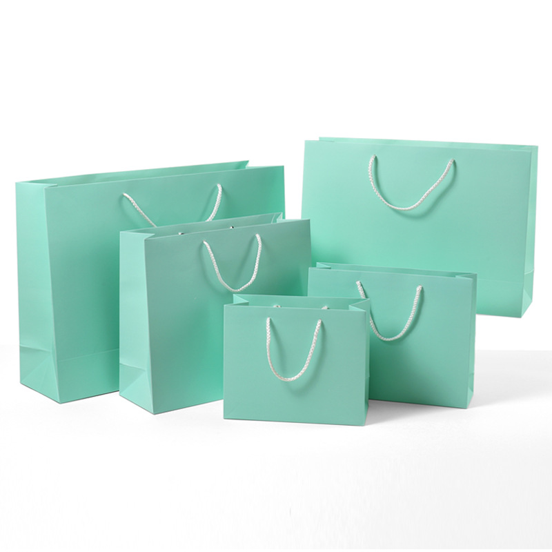 白卡紙袋子手提袋禮品回禮袋服裝包裝藍綠色眼鏡店化妝品珠寶首飾